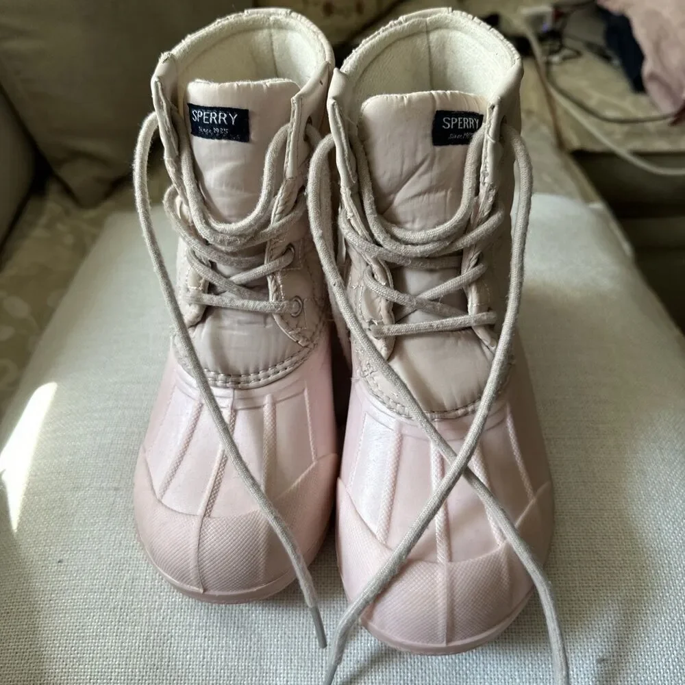SPERRY Girl's Sperry Size 2M  7-8 Y O Duck Boot Pink Snow/rain